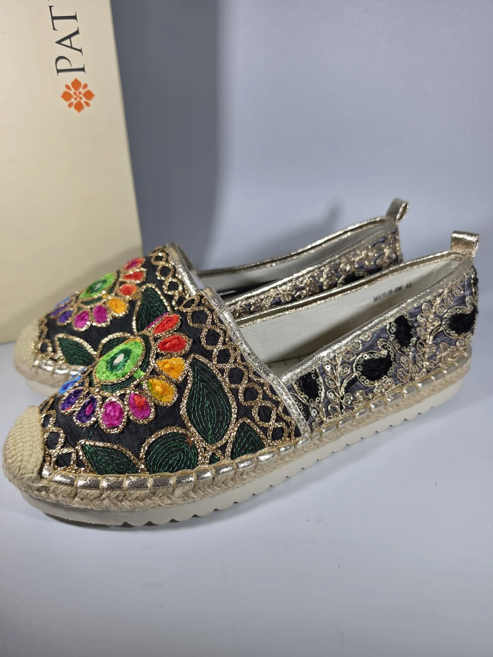 Patrizia By Spring Step Maylis Slip On Shoes Embellished Espadrilles US 9 EU 40